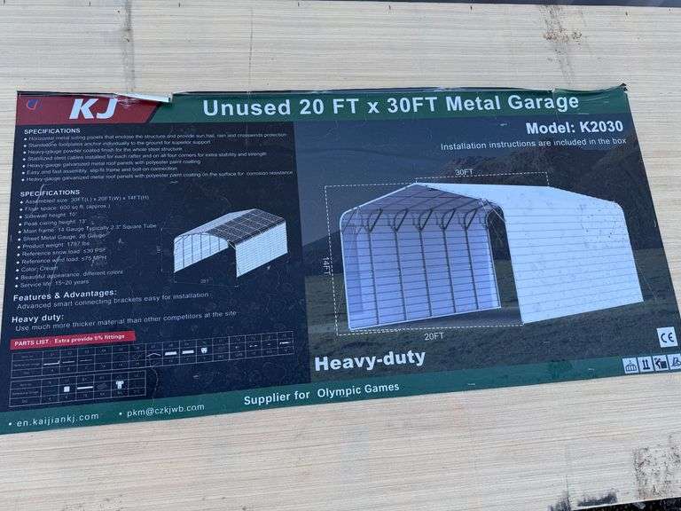 2025 KJ Unused K2030 20ft x 30ft Metal Garage image