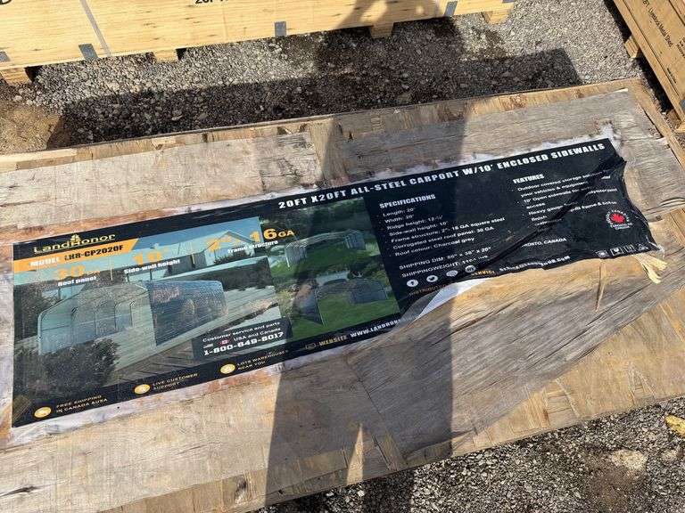 2025 Landhonor Unused LHR-CP2020F 20ft x 20ft All-Steel Carport with 10ft Enclosed Sidewalls image