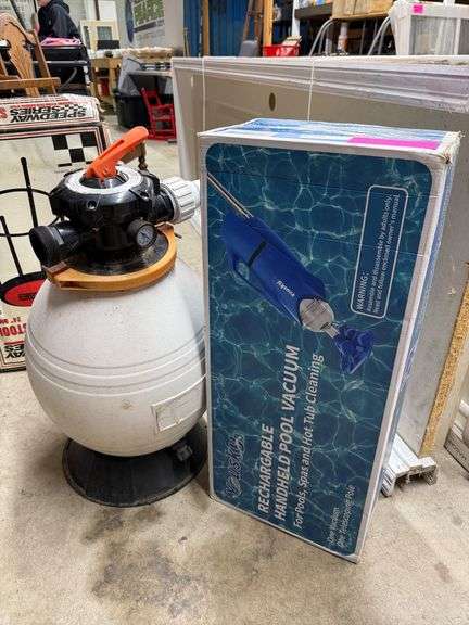 Pool Sand Filter and Rechargeable Handheld Pool Vacuum image