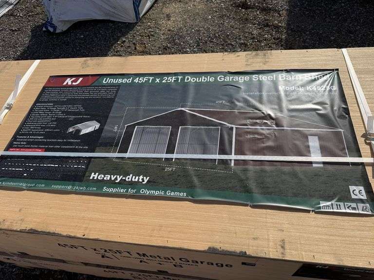 2025 KJ Unused K4525G 45ft x 25ft Double Garage Steel Barn Shed image