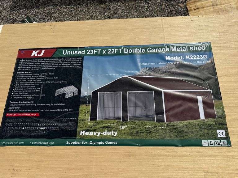 2025 KJ Unused K2223G 23ft x 22ft Double Garage Metal Shed image