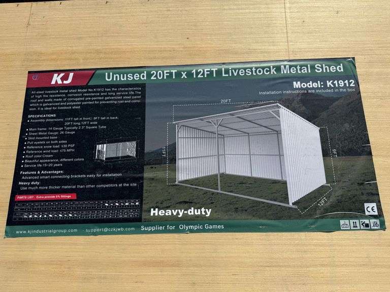 2025 KJ Unused K1912 20ft x 12ft Livestock Metal Shed image