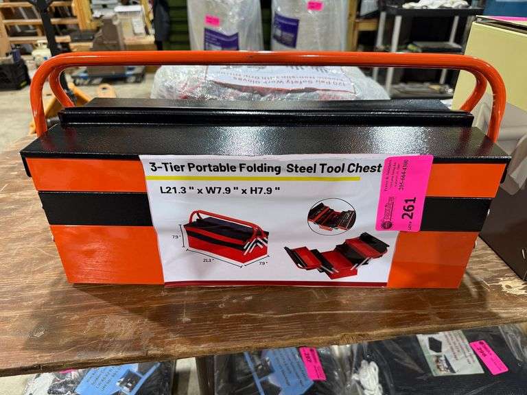 3-Tier Portable Folding Steel Tool Chest image