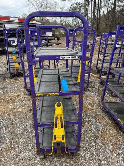 Towable Industrial 4-Tier Rolling Cart with Adjustable Top Shelf- 70in H x 47in L x 22in W image