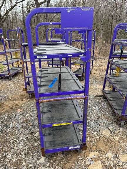 Towable Industrial 4-Tier Rolling Cart with Adjustable Top Shelf- 70in H x 47in L x 22in W image