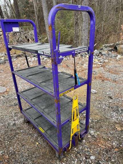 Towable Industrial 4-Tier Rolling Cart with Adjustable Top Shelf- 70in H x 47in L x 22in W image