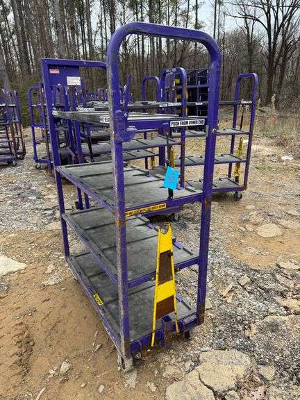 Towable Industrial 4-Tier Rolling Cart with Adjustable Top Shelf- 70in H x 47in L x 22in W image