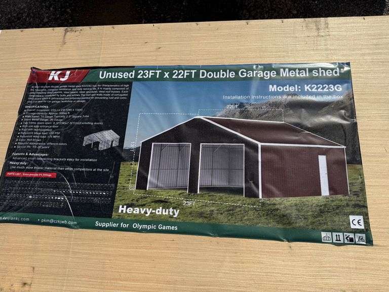 2025 KJ Unused K2223G 23ft x 22ft Double Garage Metal Shed image