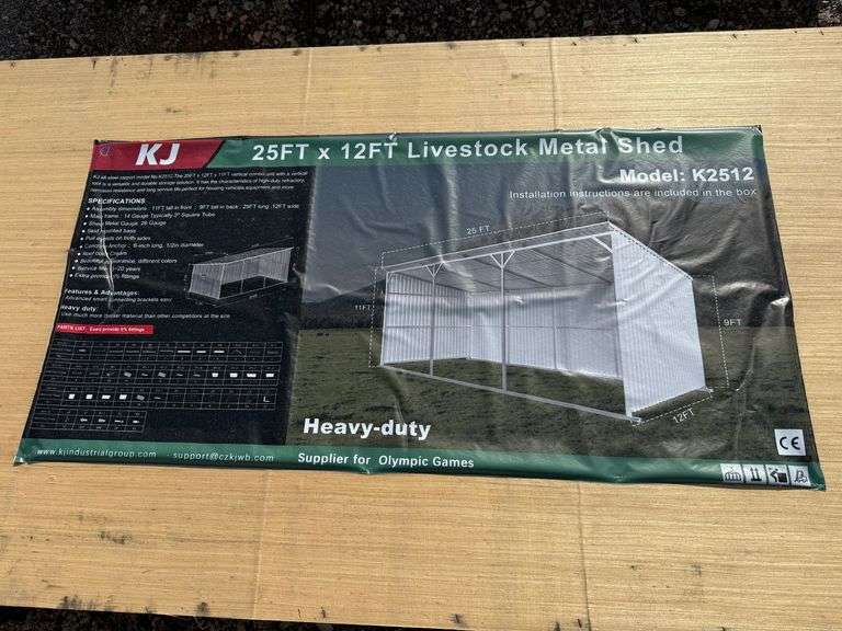 2025 KJ Unused K2512 25ft x 12ft Livestock Metal Shed image