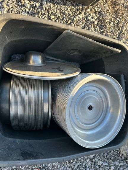 Large Lot of Metal Serving Bowls and Lids image