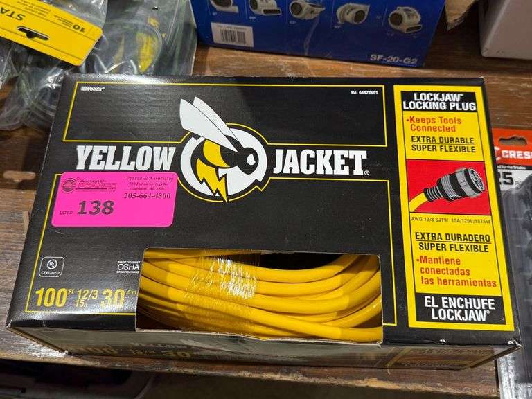 New Yellow Jacket 100ft 12/3 Extension Cord with Ends image