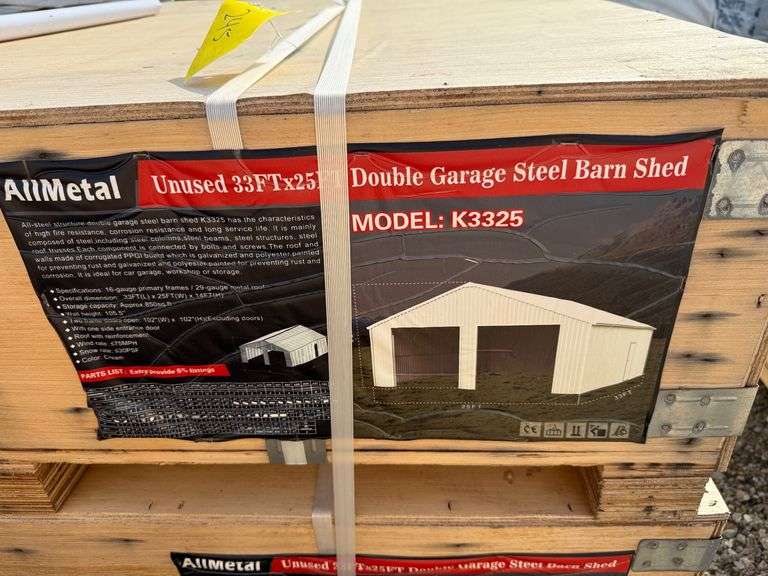 2025 AllMetal Unused K3325 33ft x 25ft Double Garage Steel Barn Shed image