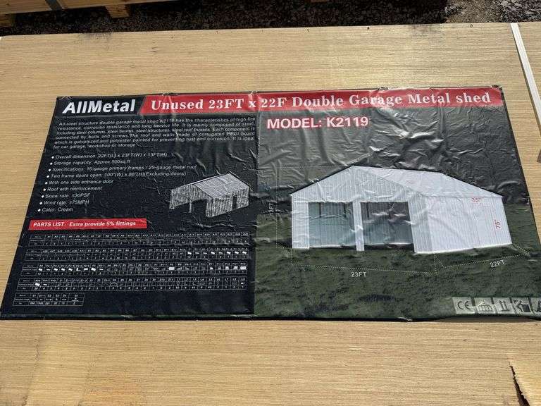 2025 AllMetal Unused K2119 23ft x 22ft Double Garage Metal Shed image