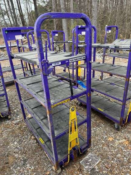 Towable Industrial 4-Tier Rolling Cart with Adjustable Top Shelf- 70in H x 47in L x 22in W image