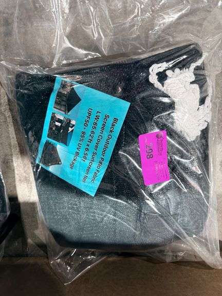 Black Outdoor Patio Fabric Screen Cover, 65.62ft x 6.56ft image