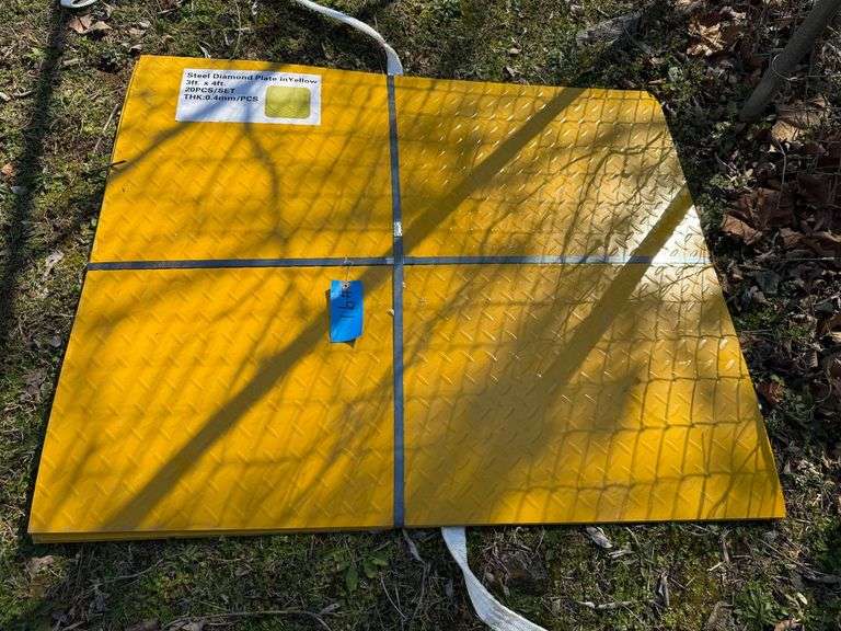Yellow Steel Diamond Plate, 3ft x 4 ft x 4mm Thick - 20 Pieces image
