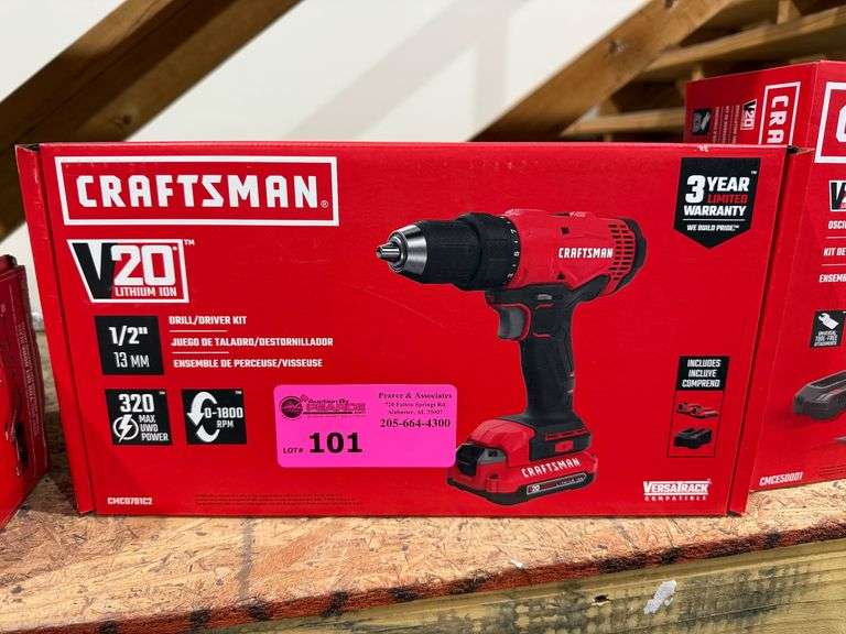 New Craftsman CMCD701C2 1/2in Drill with (2) Battery and Charger image