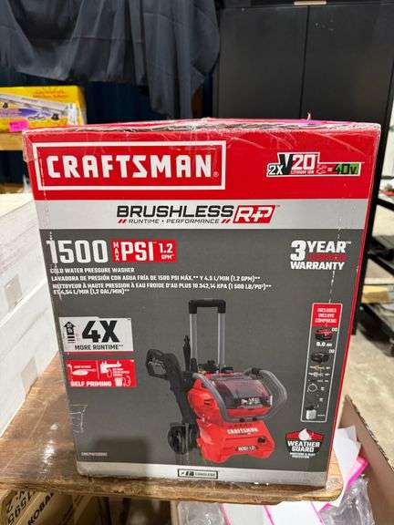 New Craftsman Brushless 15 PSI Pressure Washer with (2) 9AH Batteries, Charger, and Accessories image