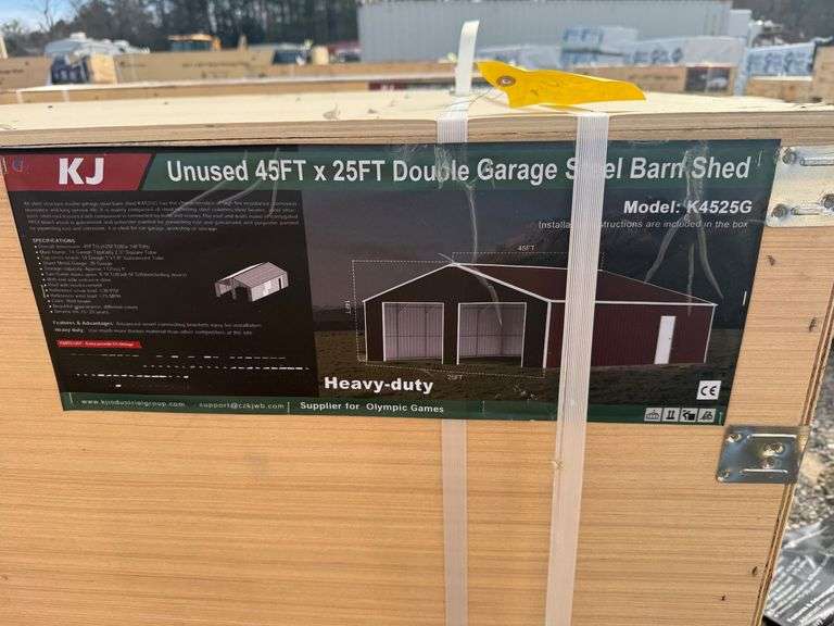 2025 KJ Unused K4525G 45ft x 25ft Double Garage Steel Barn Shed image