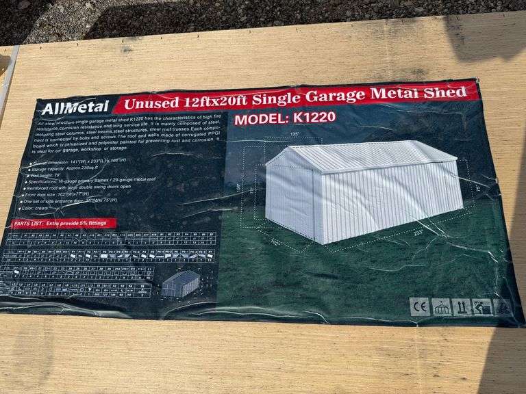 2025 AllMetal Unused K1220 12ft x 20ft Single Garage Metal Shed image