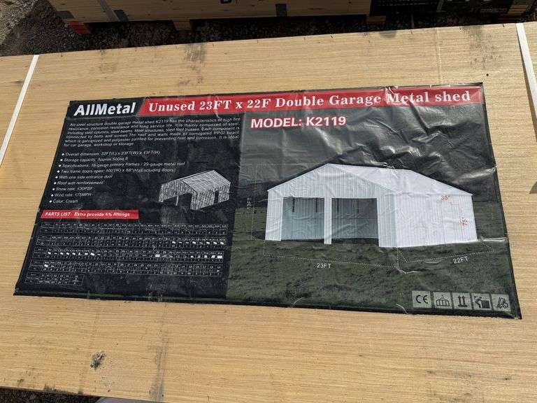 2025 AllMetal Unused K2119 23ft x 22ft Double Garage Metal Shed image