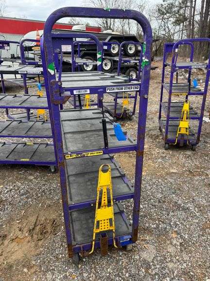 Towable Industrial 4-Tier Rolling Cart with Adjustable Top Shelf- 70in H x 47in L x 22in W image