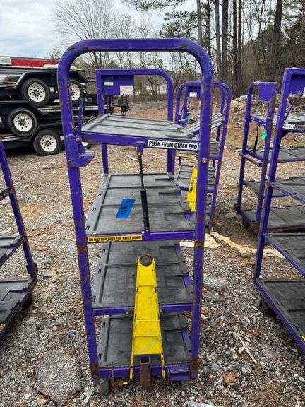 Towable Industrial 4-Tier Rolling Cart with Adjustable Top Shelf- 70in H x 47in L x 22in W image