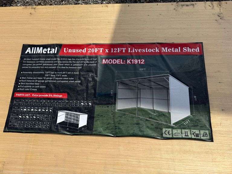 2025 AllMetal Unused K1912 20ft x 12ft Livestock Metal Shed image