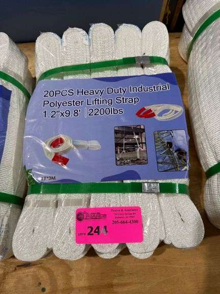 (20) Heavy Duty Industrial Polyester Lifting Strap, 1.2in x 9.8ft - 2,200lb Capacity image