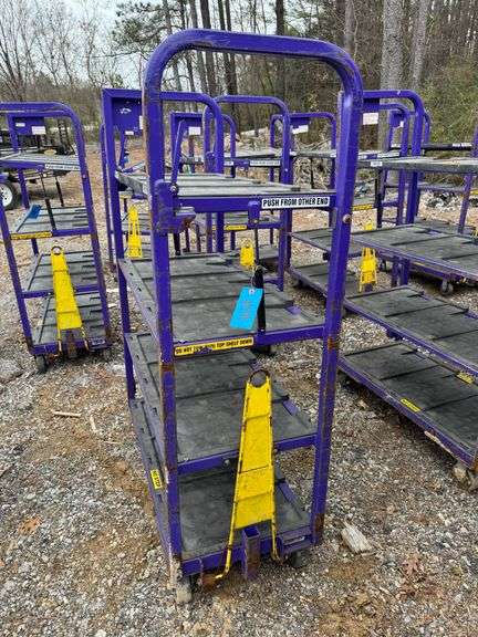 Towable Industrial 4-Tier Rolling Cart with Adjustable Top Shelf- 70in H x 47in L x 22in W image