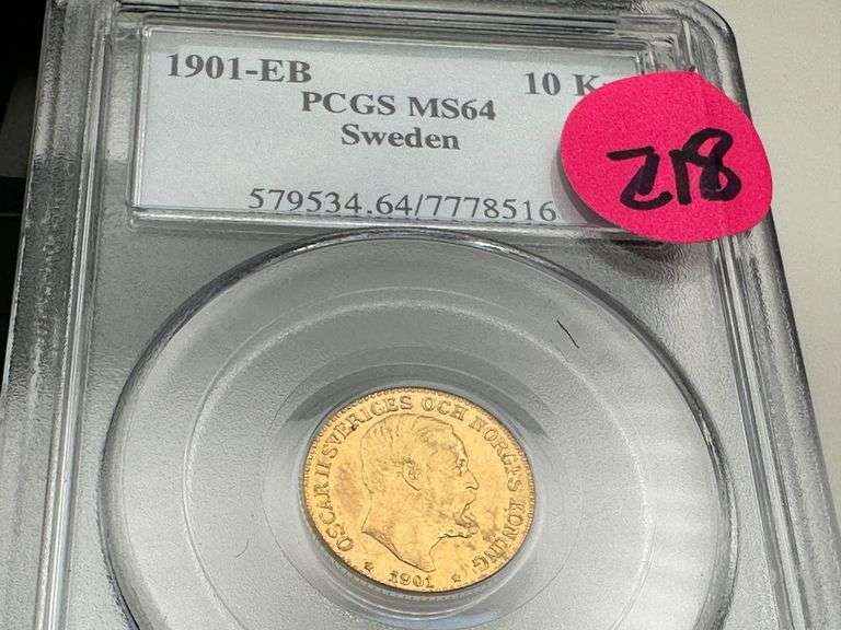 1901 - 10 Kronor GOLD - Sweden, 0.1296  troy ounces Gold, MS64