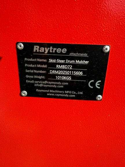 2025 Raytree Unused RMBD72 Skidsteer 72in Drum Mulcher