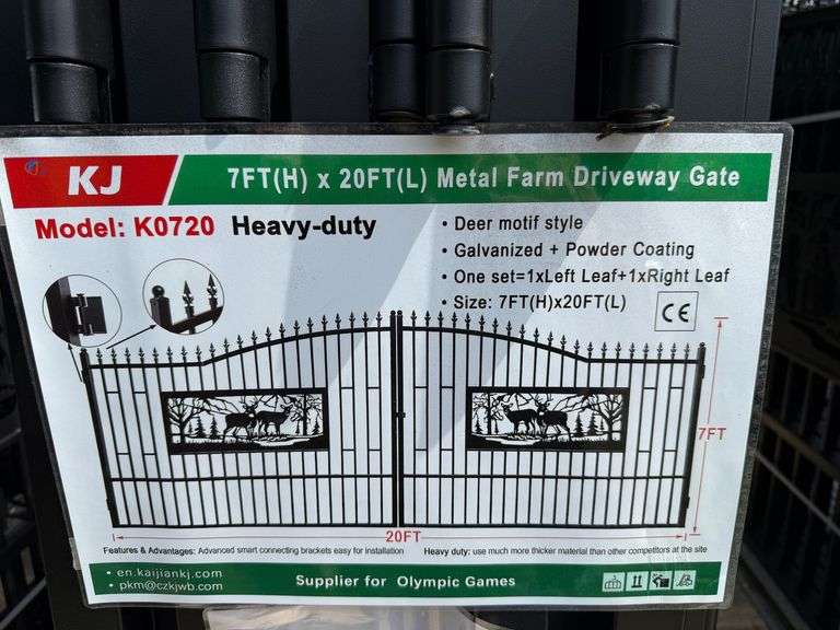 2025 KJ Unused K0720 Heavy Duty Metal Farm Driveway Gates