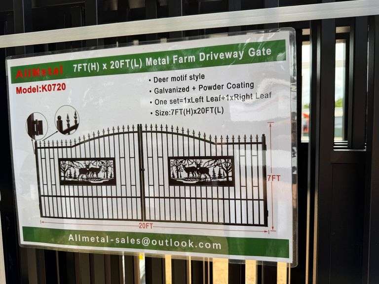 2025 AllMetal Unused K0720 Metal Farm Driveway Gates