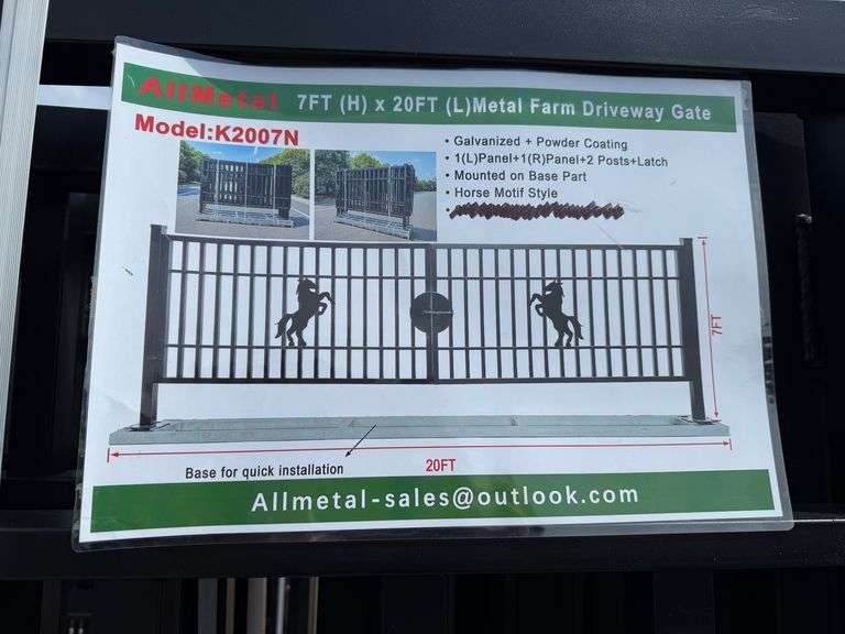 2025 AllMetal Unused K2007N Metal Farm Driveway Gates