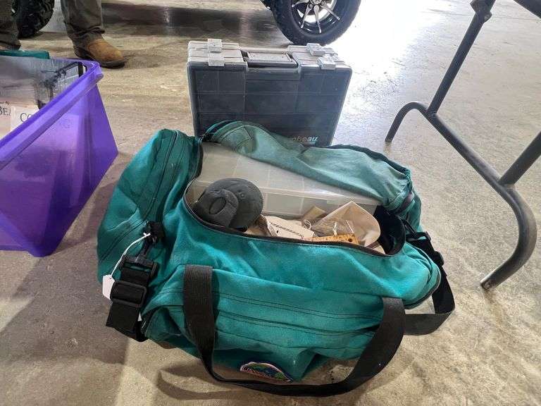 Lot - Tackle bag and Box with Misc Fishing Contents image