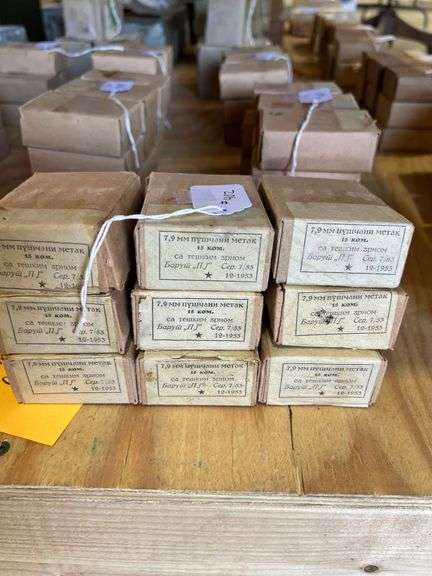 8mm Mauser Ammo, Marked "12-1953" - 9 Boxes of 15 image