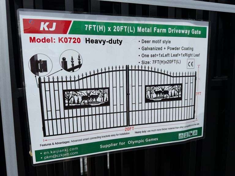 2025 KJ Unused K0720 Heavy Duty Metal Farm Driveway Gates