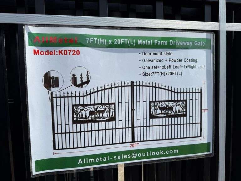 2025 AllMetal Unused K0720 Metal Farm Driveway Gates