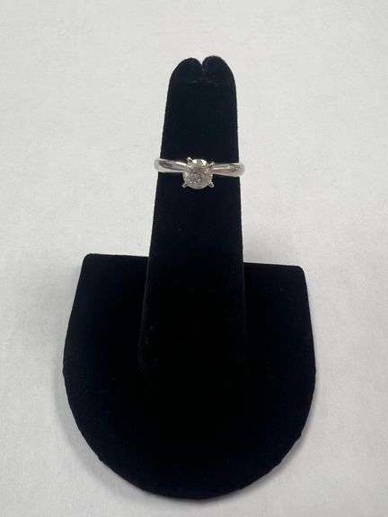 10k White Gold 1/2 Carat Round Diamond Solitaire Ring image