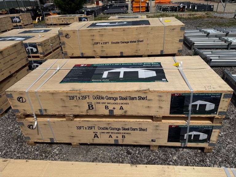 KJ Unused K3325 33ftx25ft Double Garage Steel Barn Shed