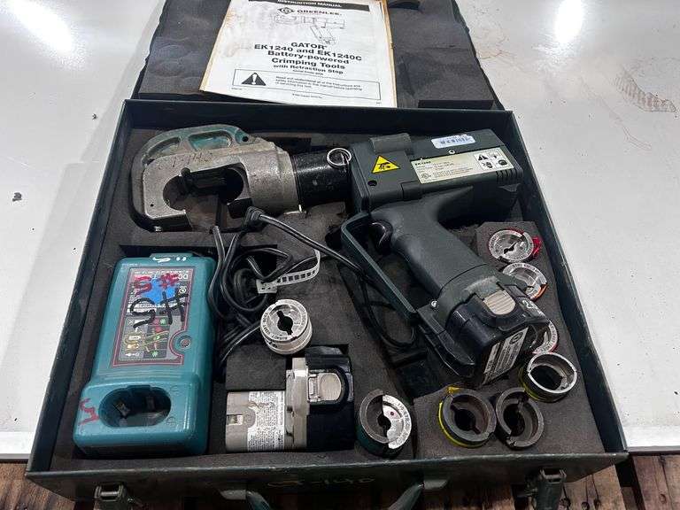 "GREENLEE" MODEL EX1240  18V CORDLESS CABLE CRIMPER WITH BATTERY,CHARGER AND CASE image