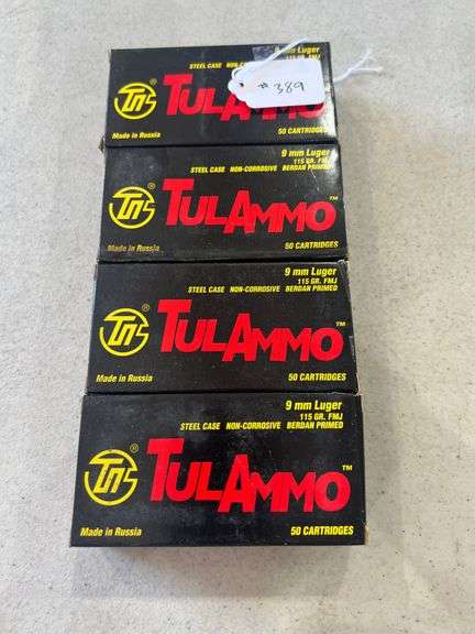 TulAmmo 9MM Luger Ammo - 4 Boxes of 50 image