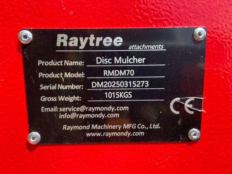 2025 Raytree Unused RMDM70 Skidsteer 70in Disc Mulcher