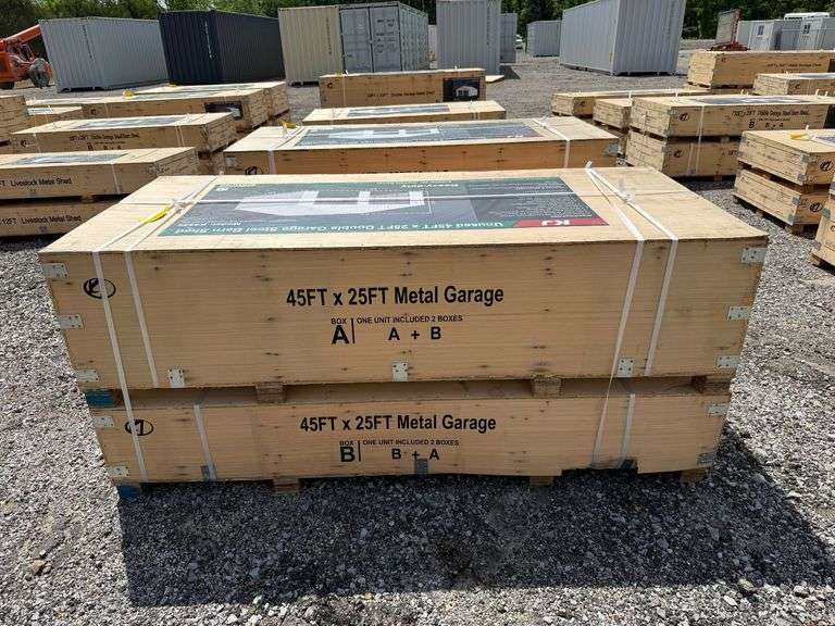 KJ Unused K4525 45ftx25ft Double Garage Steel Barn Shed