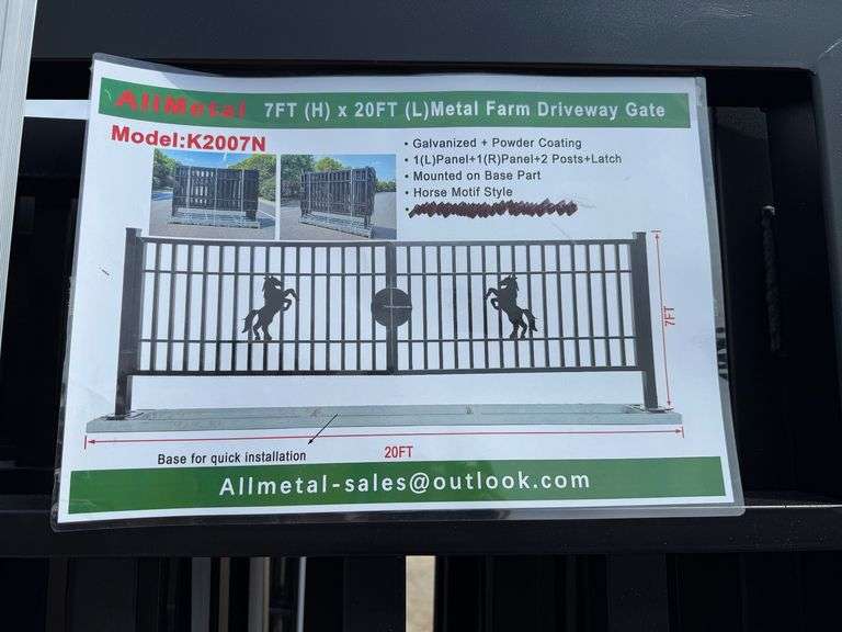 2025 AllMetal Unused K2007N Metal Farm Driveway Gates