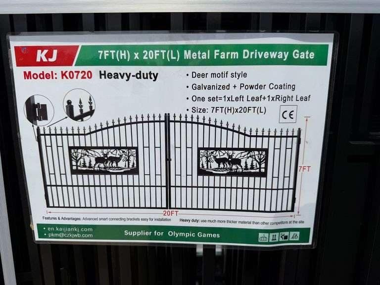 2025 KJ Unused K0720 Heavy Duty Metal Farm Driveway Gates
