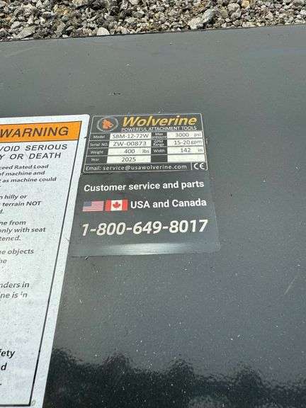 2025 Wolverine Unused SBM-12-72W Skidsteer Sickle Bar Mower