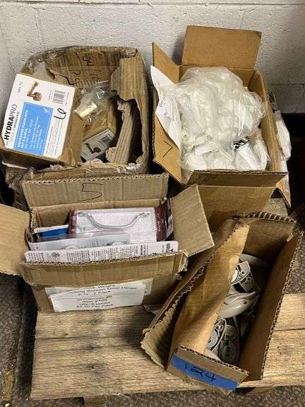 Lot - Cabinet Hardware, Door Hinges, and Other Assorted Hardware and Plumbing Supplies image
