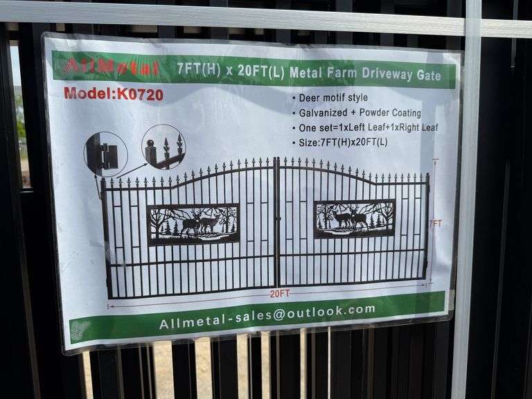 2025 AllMetal Unused K0720 Metal Farm Driveway Gates